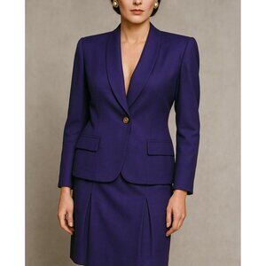 Vintage 1980s Christian Dior Purple Power Suit Women’s Size 16 Blazer Skirt Set